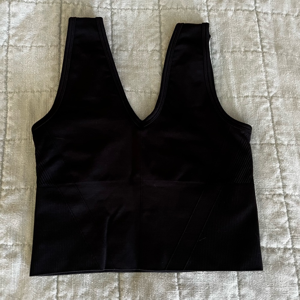 Black Sleeveless V-Neck Top